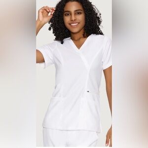 COZYFIT Mock Wrap Scrub Top White Women’s XS